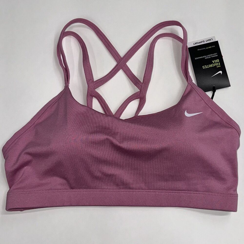 Nike Favorites Light Support Bra Pink DRI-FIT SZ LARGE CROSSBACK AQ8686 693